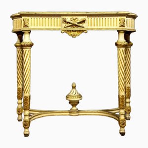 Louis XVI Console in Lacquered and Gilded Wood with Marble Top, 1850s