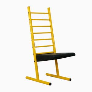 Yellow Lacquered Steel Chair with Adjustable Seat, Italy, 1980s
