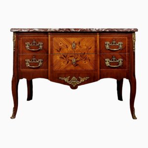 Transition Style Marquetry Chest of Drawers, 1880s