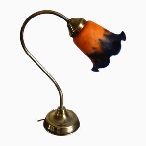 Lámpara de mesa vintage con cuello de cisne de Disderot Delmas, años 50