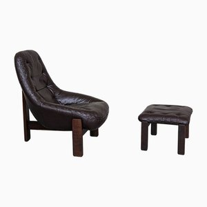 Mid-Century Brazilian Lounge Chair with Ottoman by Jean Gillon for Probel, 1960s, Set of 2