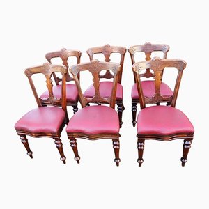 Mahogany Reilly Chairs Pop Out Seats, 1890s, Set of 6