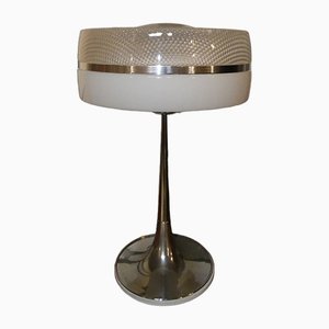 Lampada da tavolo Space Needle in vetro acrilico e acciaio, Italia, anni '60