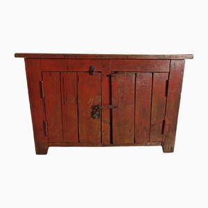 Antique Dutch Industrial Pine 2-Door Filing Cabinet, 1890s