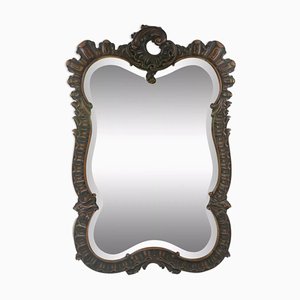 Antique Biedermeier Curvy Wavy Bevelled Mirror