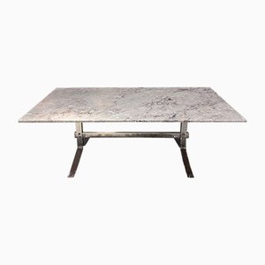 Large Marble & Chromed Metal Coffee Table, 1970s