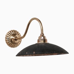 Antike Wandlampe aus Messing & Quecksilberglas
