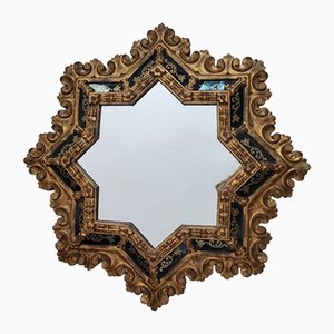 Miroir Antique en Bois en Forme d'Étoile
