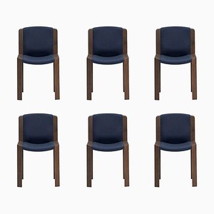 Silla 300 de madera y tela Kvadrat de Joe Colombo para Karakter. Juego de 6