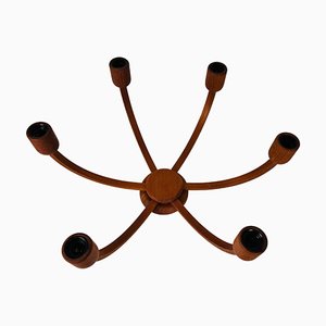 Large 5-Arm Pendant Lamp in Teak from Domus, 1960s