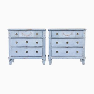 19th Century Carved Swedish Painted Chest of Drawers, Set of 2