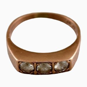 Skandinavischer Ring aus 8 Karat Gold mit 3 Steinen
