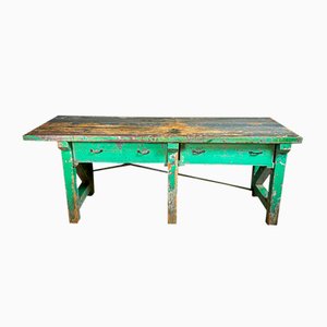 Industrial Green Wooden Workbench