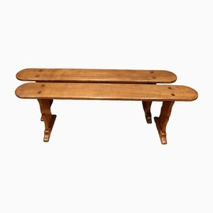 French Cherrywood Benches, Set of 2