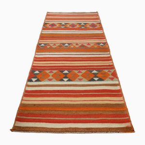 Alfombra Kilim turca vintage de lana a rayas, años 60