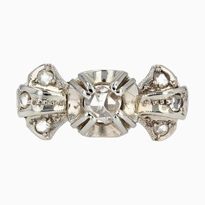 18 Karat Art Deco Diamonds White Gold Bow Ring, 1920s