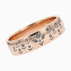 18 Karat 19th Century French Rose- Cut Diamonds Rose Gold Bangle Bracelet