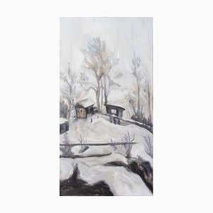 Baurjan Aralov, Winter Landscape, 2021, Öl auf Leinen