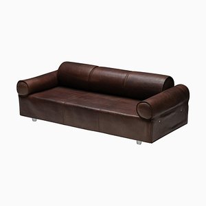 Braunes Buffalo Ledersofa von Marzio Cecchi, Italien, 1970er