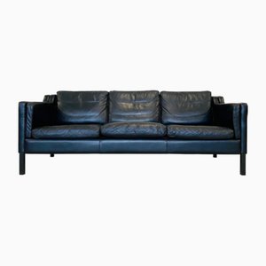 Vintage Mid-Century Danish Black Leather Sofa from Stouby