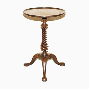 Mesa auxiliar George III antigua de madera con columna en espiral, 1800