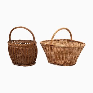 Panier Antique en Osier, 1970s, Set de 2