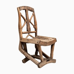 Rustic Primitive Hand Made Traditional Wood Chair, 1930s