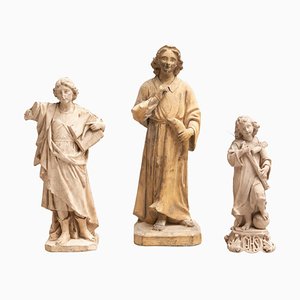 Traditional Plaster Figures, 1950s, Set of 3