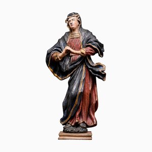 18th Century Polychromed Fruitwood Carved Statue Depicting Maria Magdalena, Germany