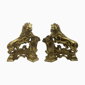 Macetas de chimenea de bronce dorado, Florence, década de 1890. Juego de 2