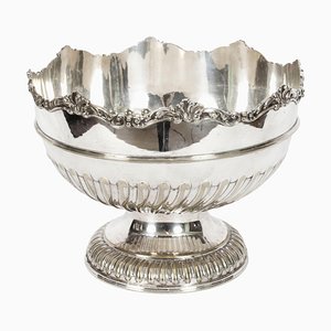 Victorian Silver-Plated Punch Bowl from W. Briggs, Sheffield, UK, 1800s