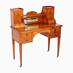 Early 20th Century Edwardian Marquetry Inlaid Satinwood Writing Desk