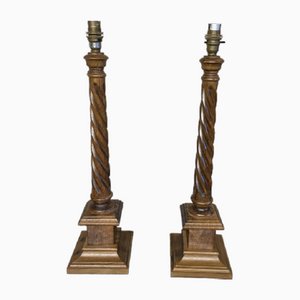 Corinthian Column Table Lamps by Laura Ashley, Set of 2