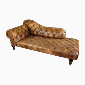 Chesterfield Leather Deep Button Chaise Longue