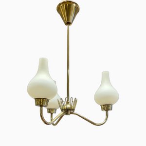 Modern Swedish Ceiling Lamp with Opal Glass Cups