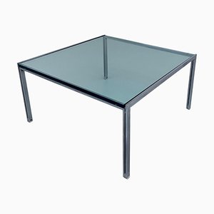 Mesa de centro Luar italiana de vidrio y metal de Ross Littel para ICF Padova, años 70