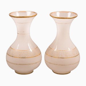 19th Century Opaline Glass Vases with Greek Decor, Set of 2