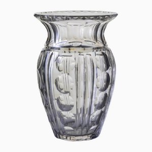 Große Art Deco Vase aus geschliffenem Glas, 1930