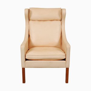 Wing Chair in Natural Leather by Børge Mogensen for Fredericia, 2000s