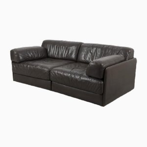Modular DS76 Sofa in Black Leather, Set of 2