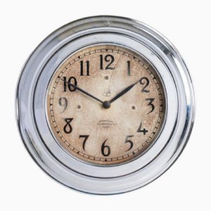 Reloj de pared pequeño de cromo de International Time Recording Co Ltd, años 20