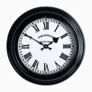 Horloge Industrielle Antique avec Cadran et Boîtier en Acier Émaillé de Synchronome, 1920s