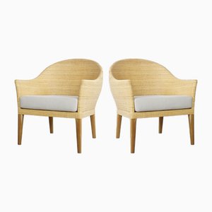 Vintage Stühle aus Holz & Rattan, 2er Set