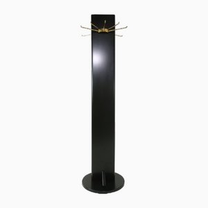 Wood and Black Lacquered Brass Swivel Coat Rack, 1960s