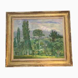 Paul Mathey, Spring Landscape, Oil on Canvas, 1920s, Framed