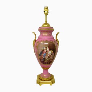 Antique French Sèvres Gilt Bronze Table Lamp in Porcelain
