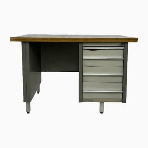 Industrieller Schreibtisch aus Metall & Holz von Remington Rand, Frankreich, 1950er
