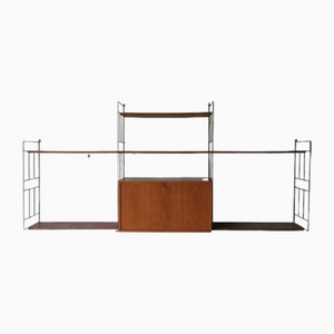 Vintage Wall Shelf with Bar Cabinet attributed to Kajsa & Nils Strinning for String, 1960s