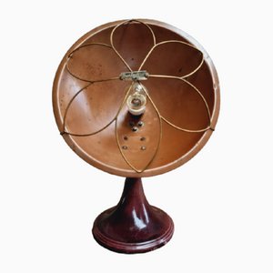 Lámpara de mesa antigua de cobre con base esmaltada