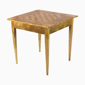 Table d'Échecs Biedermeier en Marqueterie de Noyer, 19ème Siècle